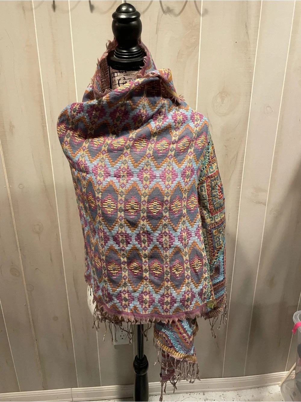 Cute Anthropologie wool blend NWT oversized chevron woven wrap scarf